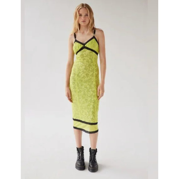 Urban Outfitters Olivia Midi Dress Size S Mesh Floral Y2K Lace Sheer Slip - Picture 1 of 9